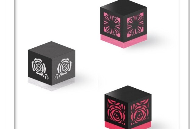 Σετ των 3 Intra απο ξύλο plywood 3mm-4mm πάχος 3 Κόψτε κουτιά με λουλούδια με καπάκι Δίασταση 10x10 cm INTRAFABR-116477608