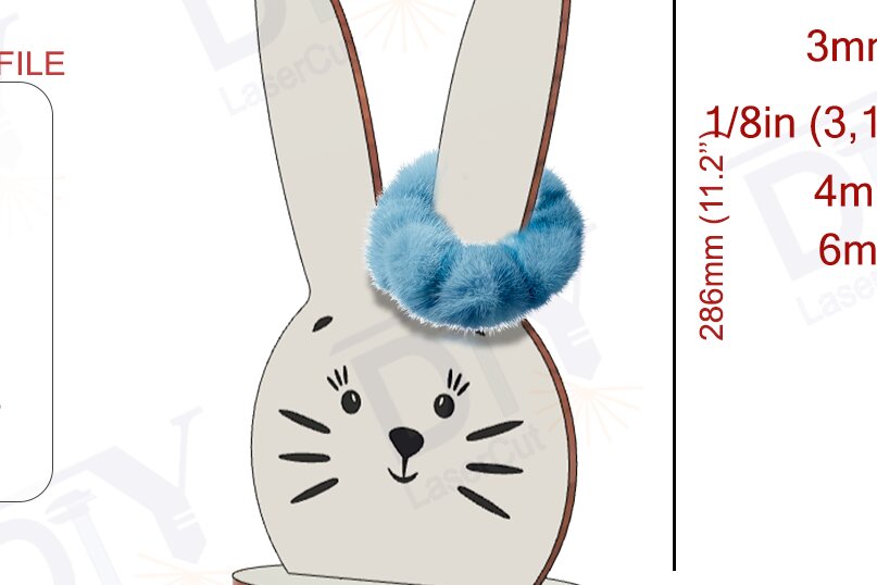 Σετ των 2 Intra απο ξύλο plywood 3mm-4mm πάχος 3 Σχέδια Bunny Scrunchie Holder Δίασταση 15x15 cm INTRAFABR-111280161