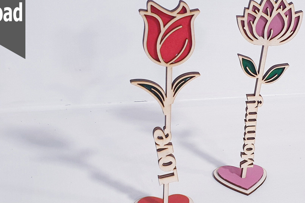 Intra απο ξύλο plywood 3mm-4mm πάχος Λήψη 3 διαφορετικών λουλουδιών Δίασταση 30x20 cm INTRAFABR-74542198