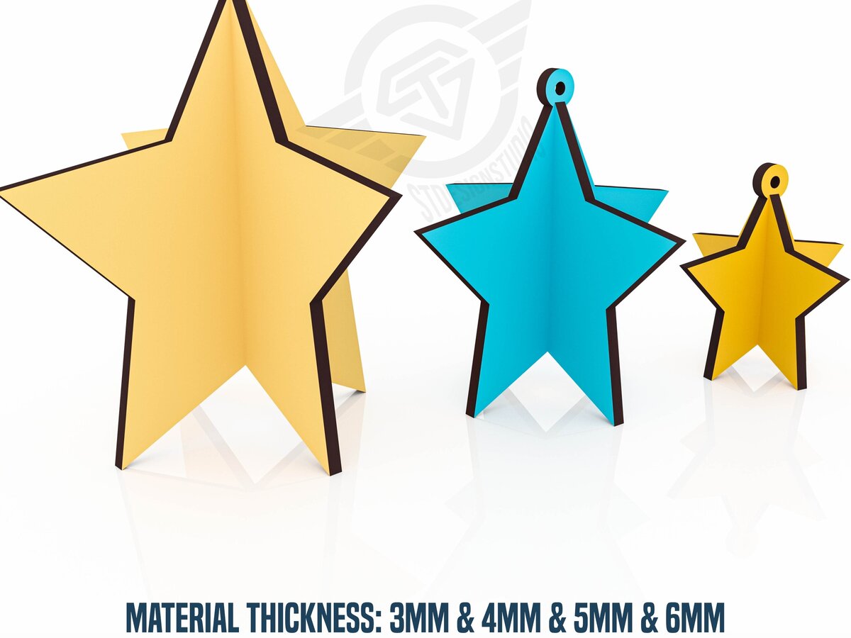 Σετ των 3 Intra απο ξύλο plywood 3mm-4mm πάχος Κόψιμο με λέιζερ 3 διαφορετικών μεγεθών στολίδι αστεριών Δίασταση 9x1 cm INTRAFABR-119476547