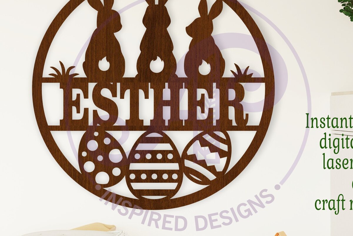 Σετ των 3 Intra απο ξύλο plywood 3mm-4mm πάχος 3 Πασχαλινά λαγουδάκια Ονομασία Επιγραφή τοίχου, Δίασταση 10x10 cm INTRAFABR-113482571