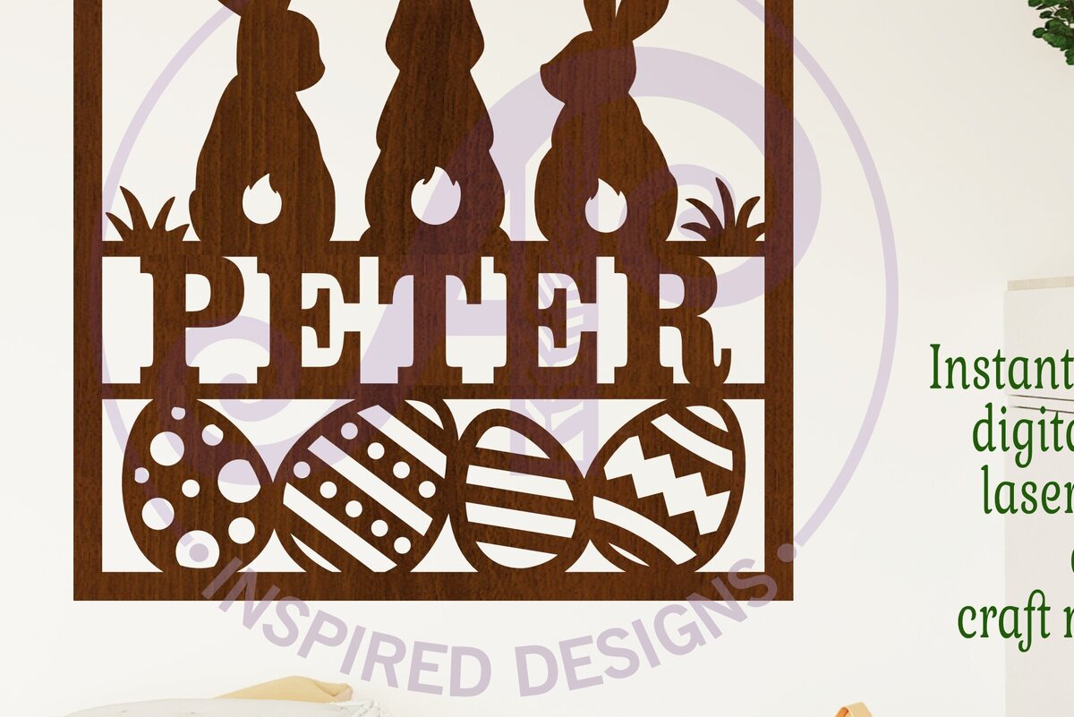 Σετ των 3 Intra απο ξύλο plywood 3mm-4mm πάχος 3 Easter Bunnies Square Όνομα Wall Art Δίασταση 10x10 cm INTRAFABR-113547581