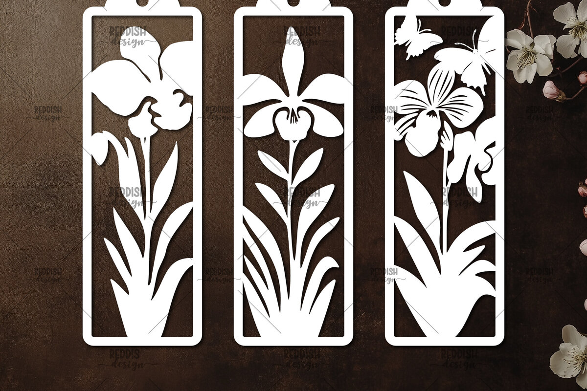 Σετ των 2 Intra απο ξύλο plywood 3mm-4mm πάχος 3 Floral σελιδοδείκτες Paper Cut Δίασταση 10x20 cm INTRAFABR-115815844