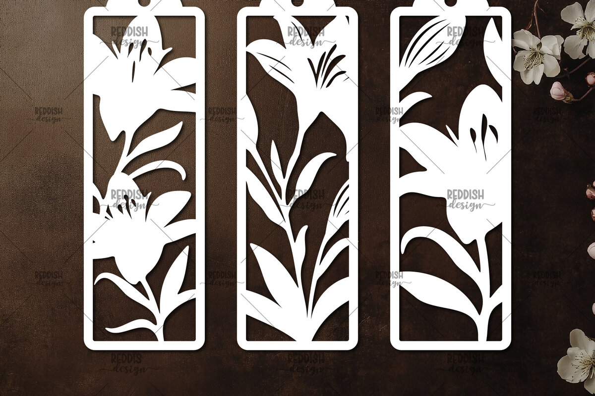 Intra απο ξύλο plywood 3mm-4mm πάχος 3 Floral σελιδοδείκτες Paper Cut Δίασταση 10x20 cm INTRAFABR-115815872