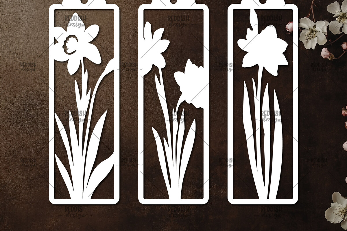 Σετ των 2 Intra απο ξύλο plywood 3mm-4mm πάχος 3 Floral σελιδοδείκτες Paper Cut Δίασταση 10x20 cm INTRAFABR-115815920