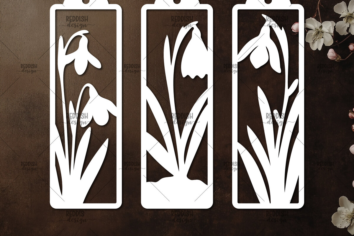 Σετ των 2 Intra απο ξύλο plywood 3mm-4mm πάχος 3 Floral σελιδοδείκτες Paper Cut Δίασταση 10x20 cm INTRAFABR-115815964