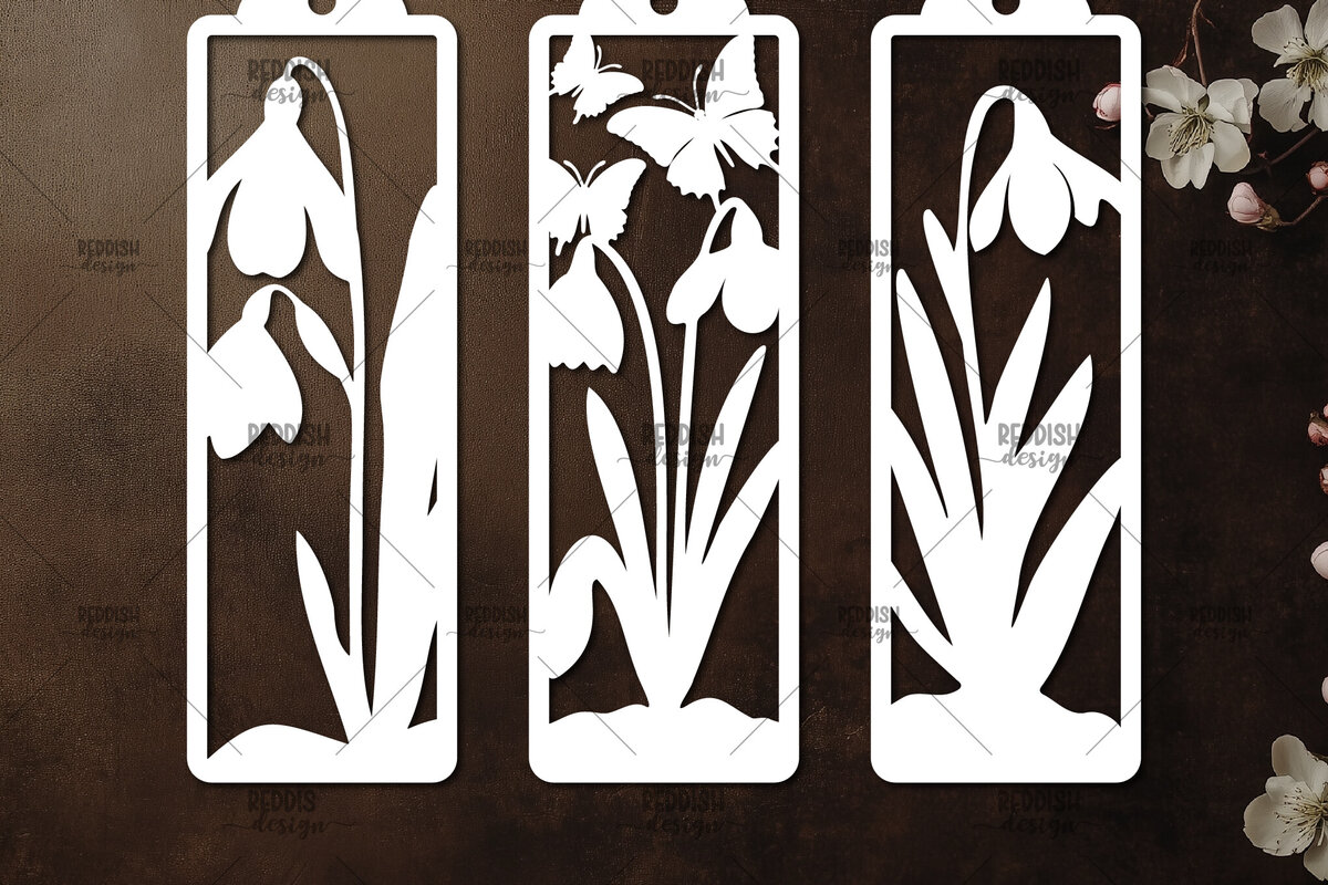 Σετ των 2 Intra απο ξύλο plywood 3mm-4mm πάχος 3 Floral σελιδοδείκτες Paper Cut Δίασταση 10x20 cm INTRAFABR-115815981