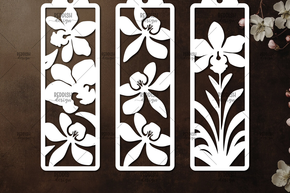 Σετ των 2 Intra απο ξύλο plywood 3mm-4mm πάχος 3 Floral σελιδοδείκτες Paper Cut Δίασταση 10x20 cm INTRAFABR-115815816