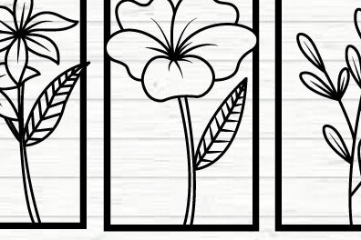 Intra απο ξύλο plywood 3mm-4mm πάχος 3 λουλουδιών Μεταλλικό ντεκόρ τοίχου Art  Δίασταση 40x40 cm INTRAFABR-66787594