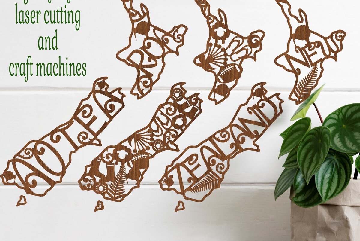 Intra απο ξύλο plywood 3mm-4mm πάχος 3 περικοπής λέιζερ New Zealand Outline Δίασταση 30x30 cm INTRAFABR-76417718