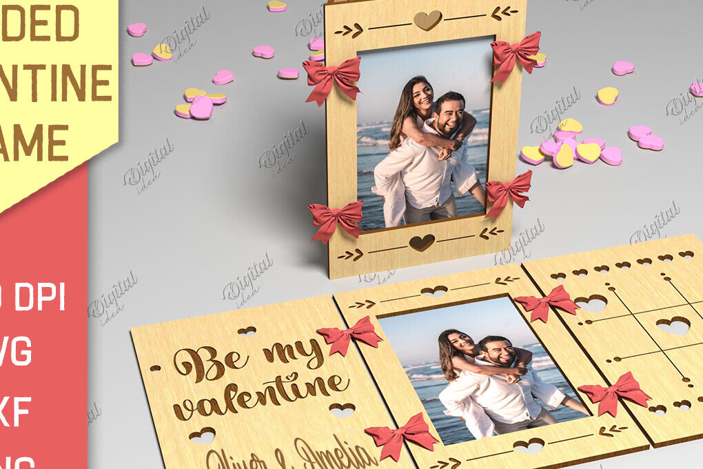 Σετ των 2 Intra απο ξύλο plywood 3mm-4mm πάχος Πλαίσιο Αγίου Βαλεντίνου 3 όψεων Δίασταση 20x30 cm INTRAFABR-85985989