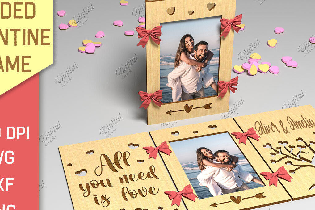 Σετ των 2 Intra απο ξύλο plywood 3mm-4mm πάχος Πλαίσιο Αγίου Βαλεντίνου 3 όψεων Δίασταση 20x30 cm INTRAFABR-85986102