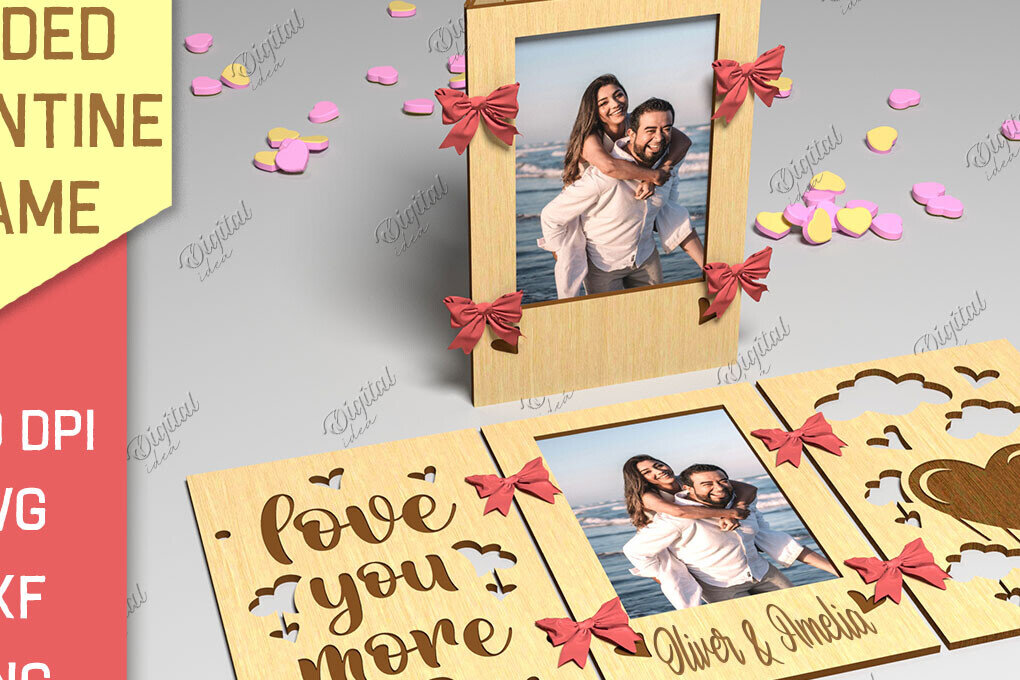 Σετ των 2 Intra απο ξύλο plywood 3mm-4mm πάχος Πλαίσιο Αγίου Βαλεντίνου 3 όψεων Δίασταση 20x30 cm INTRAFABR-85986180