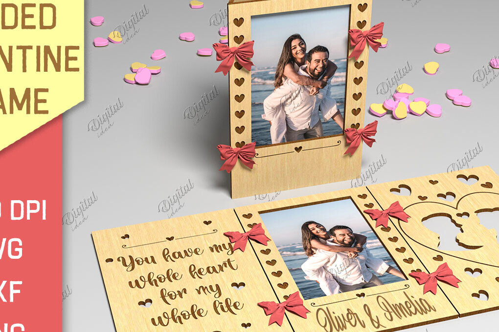 Σετ των 2 Intra απο ξύλο plywood 3mm-4mm πάχος Πλαίσιο Αγίου Βαλεντίνου 3 όψεων Δίασταση 20x30 cm INTRAFABR-85986306