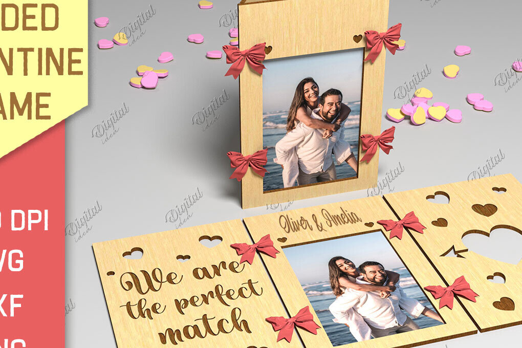 Σετ των 2 Intra απο ξύλο plywood 3mm-4mm πάχος Πλαίσιο Αγίου Βαλεντίνου 3 όψεων Δίασταση 20x30 cm INTRAFABR-85986414