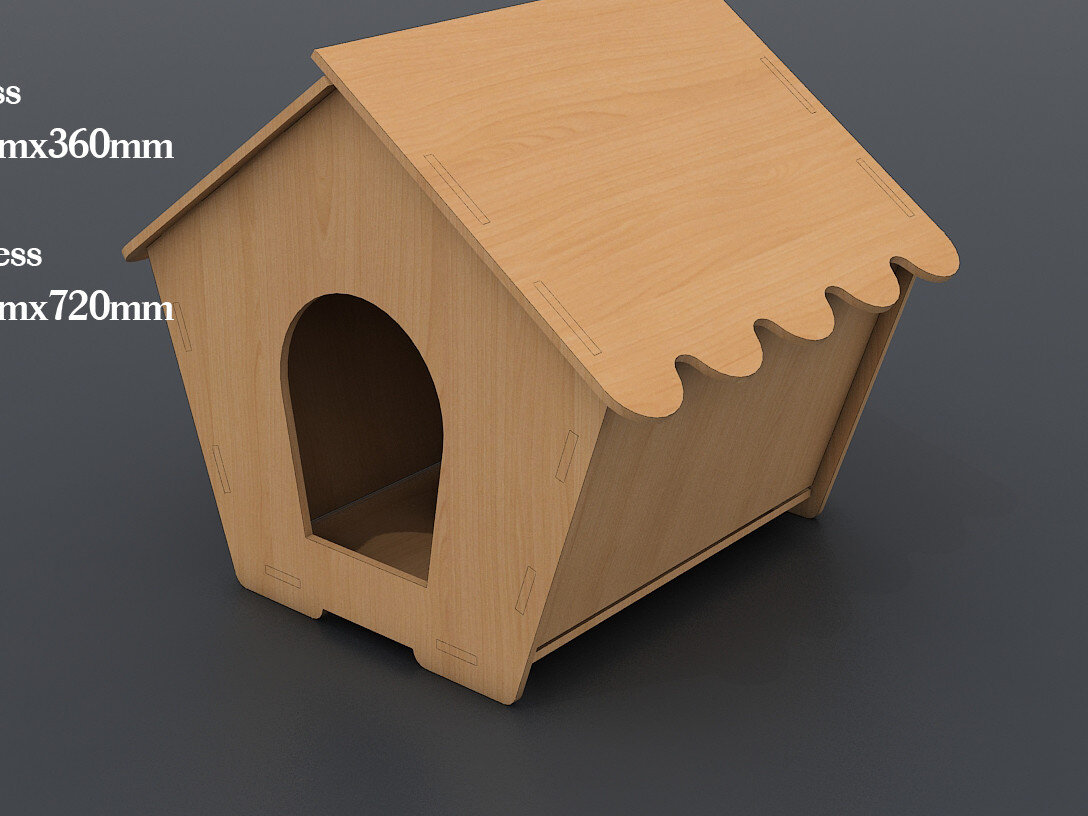 Intra απο ξύλο plywood 3mm-4mm πάχος λέιζερ 3 μεγεθών Dog Cat House 117 Δίασταση 30x20 cm INTRAFABR-60957776