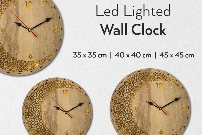 Intra απο ξύλο plywood 3mm-4mm πάχος Ρολόι τοίχου 3 μεγεθών , Led Lighted Δίασταση 30x20 cm INTRAFABR-39111459