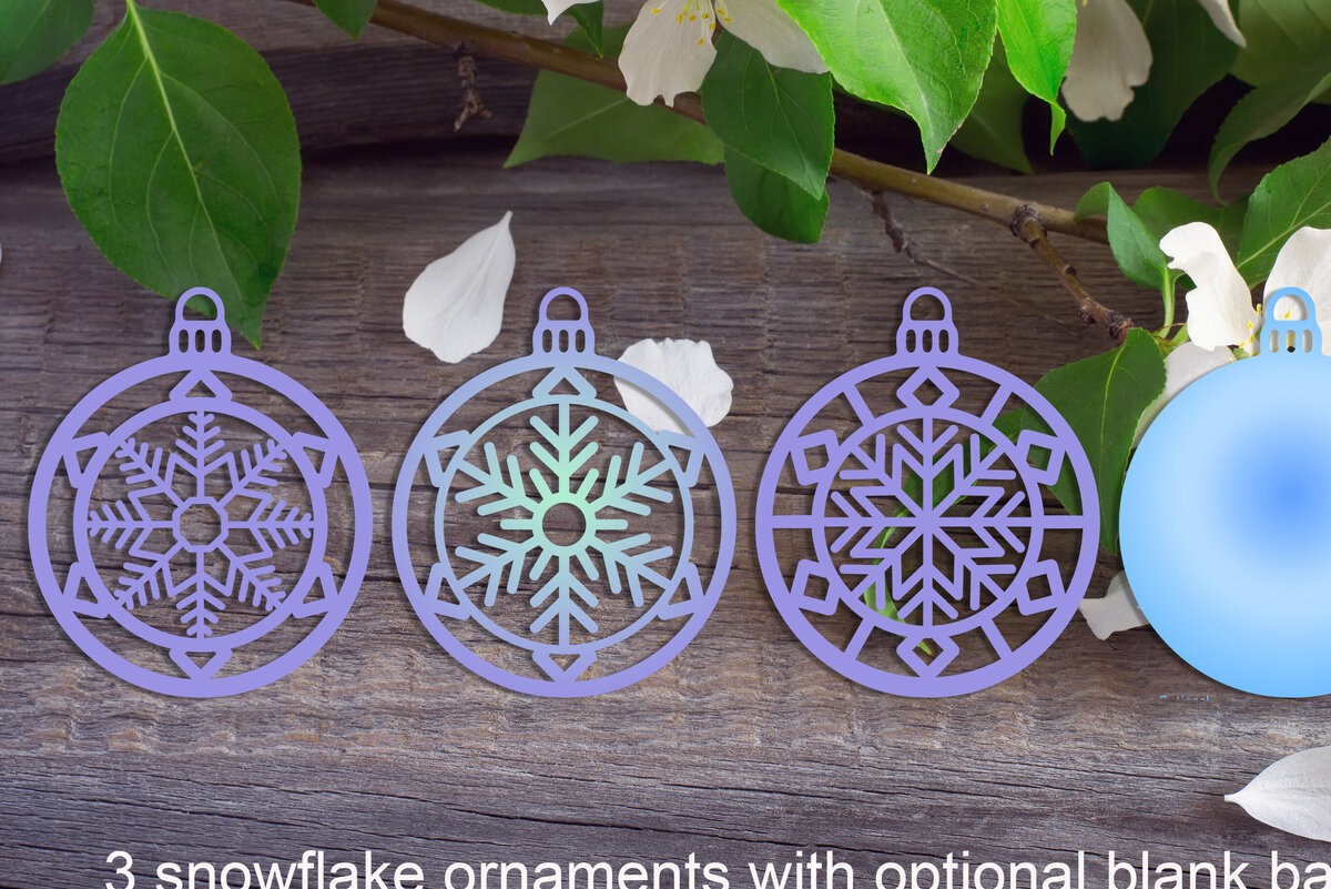 Σετ των 3 Intra απο ξύλο plywood 3mm-4mm πάχος 3 Στολίδια με νιφάδες χιονιού - Προαιρετική πλάτη Δίασταση 4x4 cm INTRAFABR-112059739