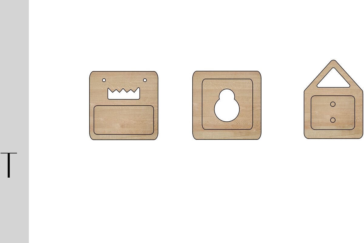 Σετ των 2 Intra απο ξύλο plywood 3mm-4mm πάχος Κρεμαστό υλικό 3 στυλ Δίασταση 30x20 cm INTRAFABR-10436565