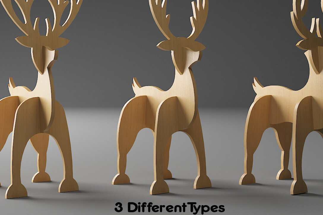 Intra απο ξύλο plywood 3mm-4mm πάχος 3 τύπων Χριστουγεννιάτικων ταράνδων 295 Δίασταση 30x20 cm INTRAFABR-48378299