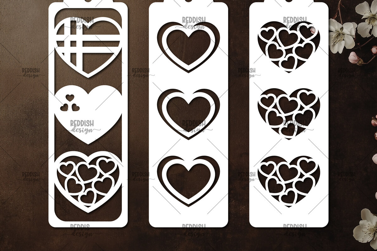 Σετ των 2 Intra απο ξύλο plywood 3mm-4mm πάχος 3 Σελιδοδείκτες Αγίου Βαλεντίνου Paper Cut Δίασταση 15x15 cm INTRAFABR-114626932