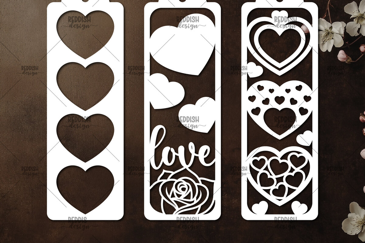 Intra απο ξύλο plywood 3mm-4mm πάχος 3 Σελιδοδείκτες Αγίου Βαλεντίνου Paper Cut Δίασταση 15x15 cm INTRAFABR-114626983