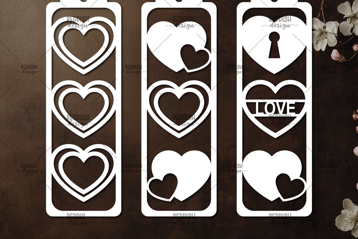 Intra απο ξύλο plywood 3mm-4mm πάχος 3 Σελιδοδείκτες Αγίου Βαλεντίνου Paper Cut Δίασταση 15x15 cm INTRAFABR-114626878