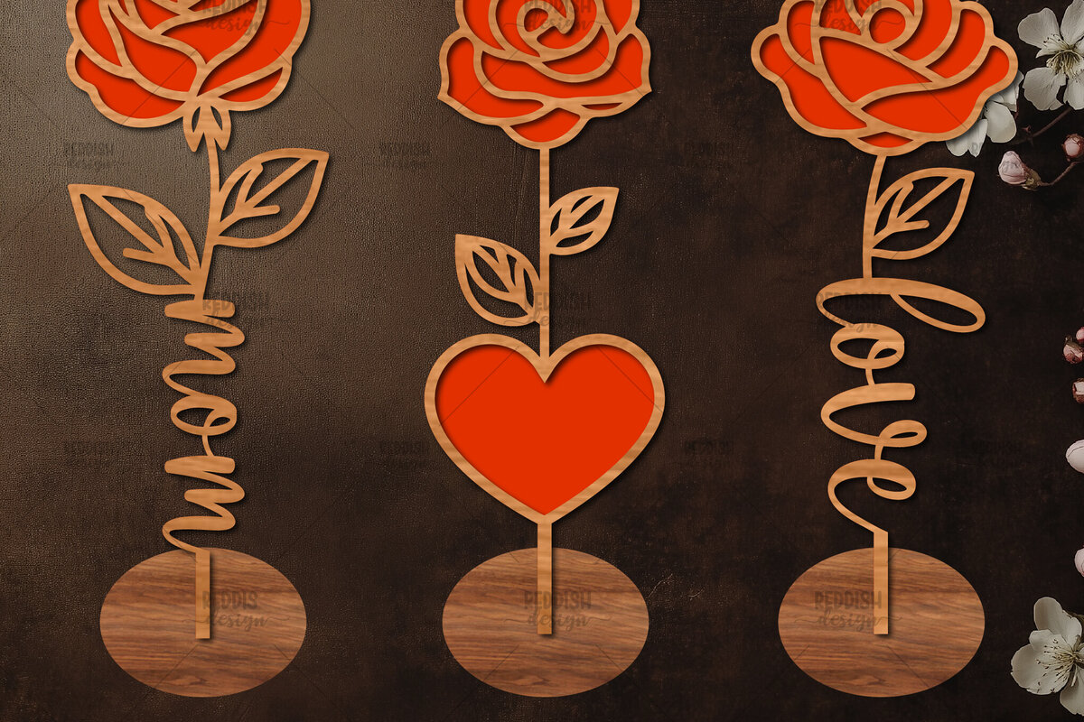 Σετ των 2 Intra απο ξύλο plywood 3mm-4mm πάχος 3 Ξύλινη βάση κοπής λουλουδιών με λέιζερ Δίασταση 15x15 cm INTRAFABR-114067169