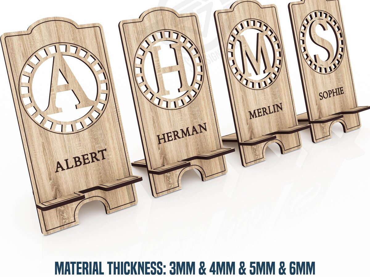 Σετ των 3 Intra απο ξύλο plywood 3mm-4mm πάχος κοπής με λέιζερ 30 Letter Phone Holder Δίασταση 3x6 cm INTRAFABR-119476764
