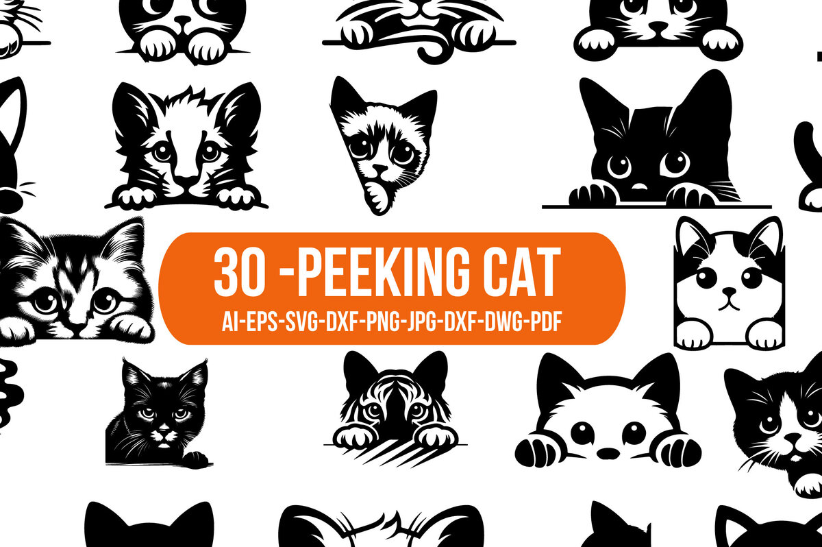 Intra απο ξύλο plywood 3mm-4mm πάχος 30 PEEKING CAT Silhouette Δίασταση 40x40 cm INTRAFABR-103393186