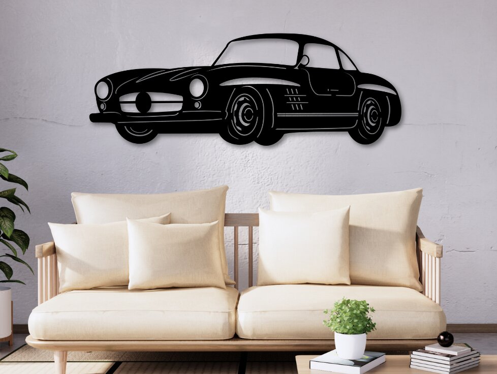 Σετ των 2 Intra απο ξύλο plywood 3mm-4mm πάχος 300SL σιλουέτα, διάνυσμα διακόσμηση τοίχου αυτοκινήτου Δίασταση 15x15 cm INTRAFABR-109684906