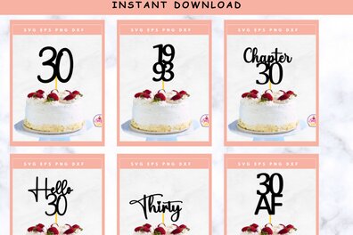 Σετ των 2 Intra απο ξύλο plywood 3mm-4mm πάχος 30ων γενεθλίων Cake Topper Δίασταση 15x15 cm INTRAFABR-70647290