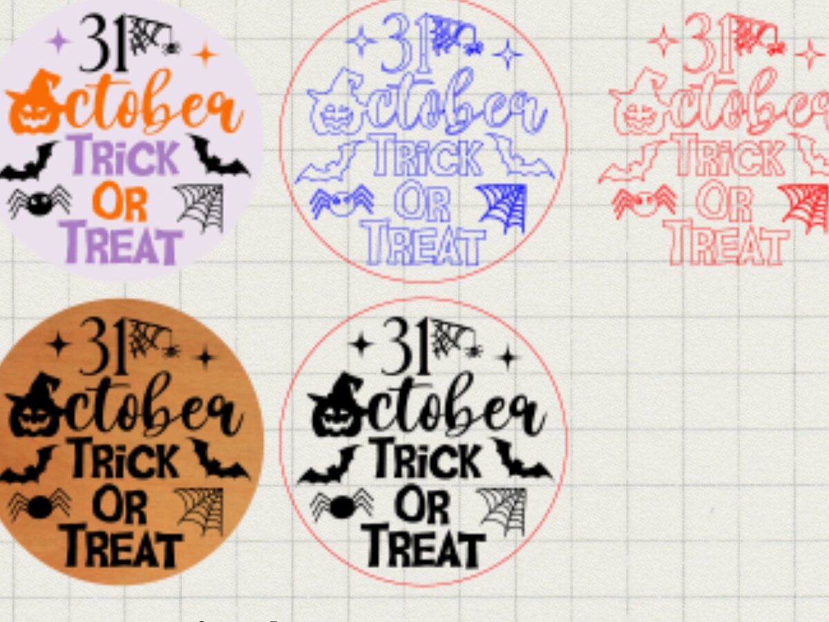 Σετ των 2 Intra απο ξύλο plywood 3mm-4mm πάχος 31 Οκτωβρίου Trick or Treat Δίασταση 12x12 cm INTRAFABR-106964845