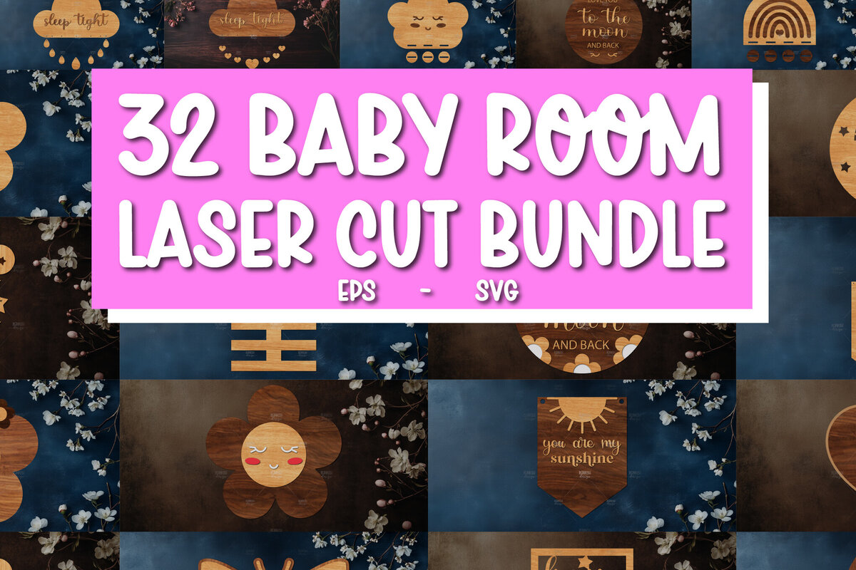 Σετ των 2 Intra απο ξύλο plywood 3mm-4mm πάχος 32 Βρεφικό δωμάτιο Διακόσμηση σπιτιού με λέιζερ Δίασταση 15x15 cm INTRAFABR-118675970