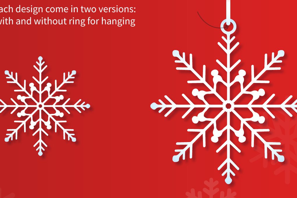Σετ των 3 Intra απο ξύλο plywood 3mm-4mm πάχος 32 Χριστουγεννιάτικα στολίδια με νιφάδες χιονιού Δίασταση 8x8 cm INTRAFABR-82423985
