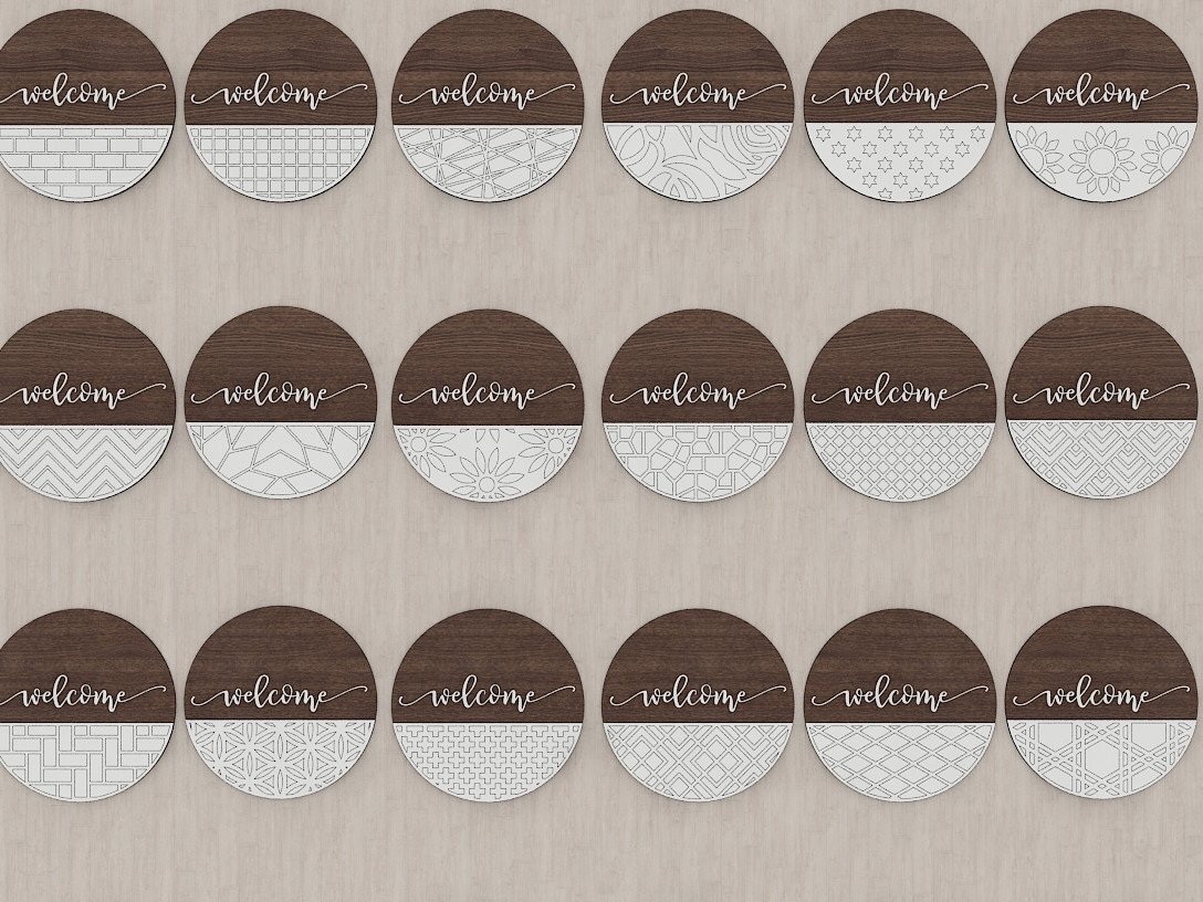 Intra απο ξύλο plywood 3mm-4mm πάχος 32 Δέσμη κρεμάστρας πόρτας, σχέδια κομμένα με λέιζερ Δίασταση 30x20 cm INTRAFABR-41601809