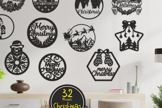 Σετ των 3 Intra απο ξύλο plywood 3mm-4mm πάχος χριστουγεννιάτικων στολιδιών 32 τμχ Δίασταση 3x3 cm INTRAFABR-38314109