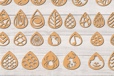 Σετ των 3 Intra απο ξύλο plywood 3mm-4mm πάχος 35 Σκουλαρίκια δάκρυ Δίασταση 3x3 cm INTRAFABR-15817358