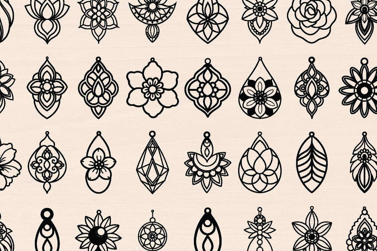 Intra απο ξύλο plywood 3mm-4mm πάχος 37 Boho Flower Ξύλινα Σκουλαρίκια Δίασταση 3000x3000 cm INTRAFABR-117515274