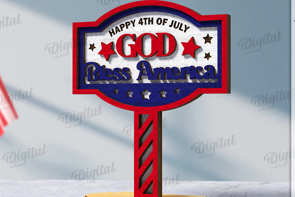 Intra απο ξύλο plywood 3mm-4mm πάχος Τρισδιάστατη 4ης Ιουλίου Δίασταση 30x20 cm INTRAFABR-121119981