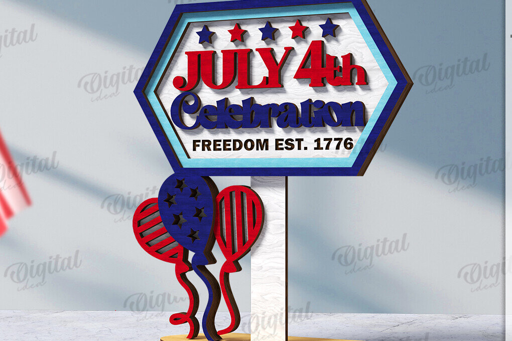 Intra απο ξύλο plywood 3mm-4mm πάχος Τρισδιάστατη 4ης Ιουλίου Δίασταση 30x20 cm INTRAFABR-121120017