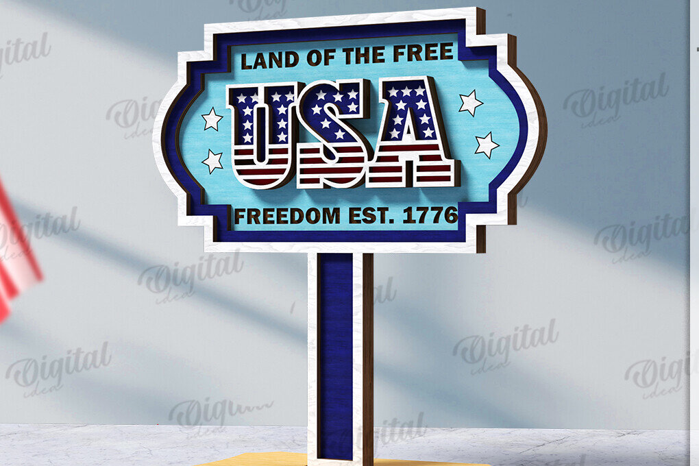 Intra απο ξύλο plywood 3mm-4mm πάχος Τρισδιάστατη 4ης Ιουλίου Δίασταση 30x20 cm INTRAFABR-121120071