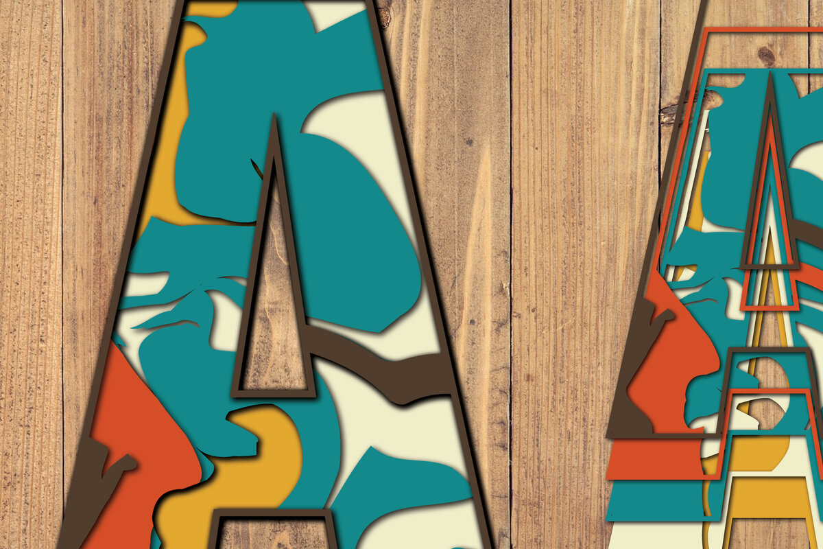 Σετ των 2 Intra απο ξύλο plywood 3mm-4mm πάχος 3D a Alphabet Paper Cut Δίασταση 1200x1200 cm INTRAFABR-57370769