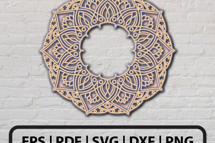 Intra απο ξύλο plywood 3mm-4mm πάχος 3D Abstract Mandala Layered Δίασταση 30x30 cm INTRAFABR-24589835