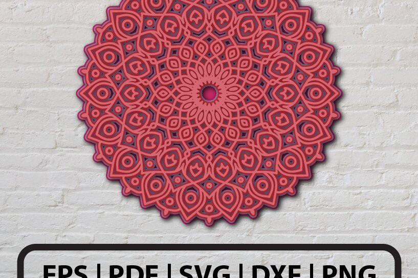 Intra απο ξύλο plywood 3mm-4mm πάχος 3D Abstract Mandala Layered Δίασταση 30x30 cm INTRAFABR-24589642