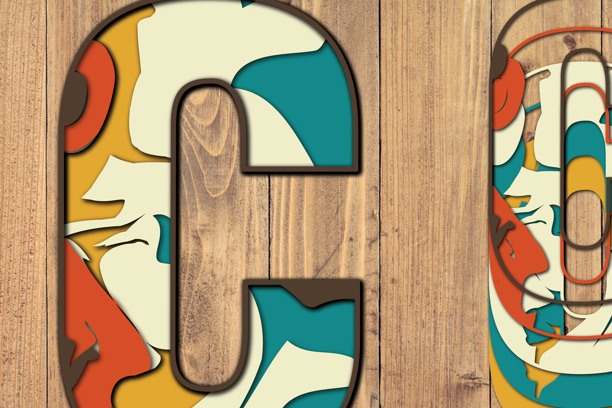 Σετ των 2 Intra απο ξύλο plywood 3mm-4mm πάχος Τρισδιάστατη κοπή χαρτιού αλφαβήτου C Δίασταση 1200x1200 cm INTRAFABR-57370930