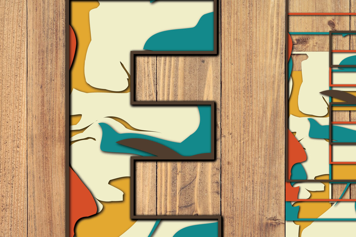 Σετ των 2 Intra απο ξύλο plywood 3mm-4mm πάχος Τρισδιάστατη κοπή χαρτιού αλφαβήτου E Δίασταση 1200x1200 cm INTRAFABR-57371070