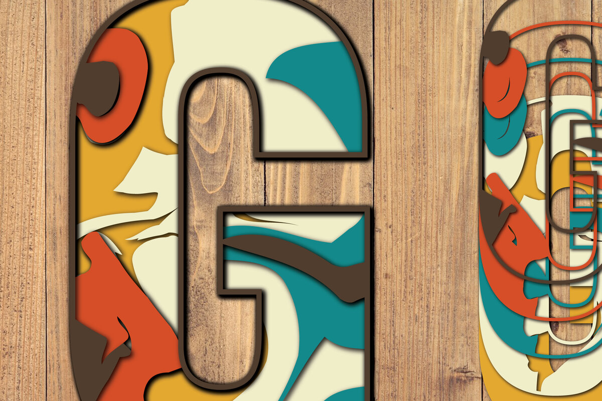 Σετ των 2 Intra απο ξύλο plywood 3mm-4mm πάχος Τρισδιάστατη κοπή χαρτιού αλφαβήτου G Δίασταση 1200x1200 cm INTRAFABR-57381036