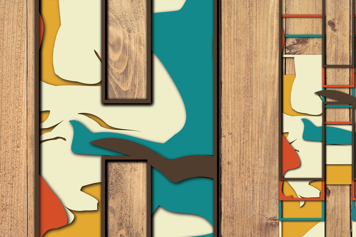 Σετ των 2 Intra απο ξύλο plywood 3mm-4mm πάχος Τρισδιάστατη κοπή χαρτιού αλφαβήτου H Δίασταση 1200x1200 cm INTRAFABR-57381031