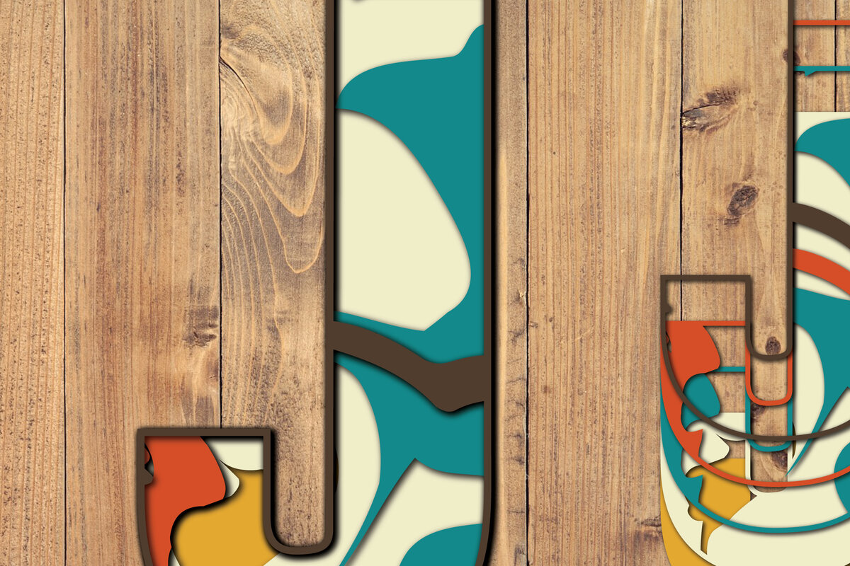 Σετ των 3 Intra απο ξύλο plywood 3mm-4mm πάχος 3D Alphabet Paper Cut J Δίασταση 1200x1200 cm INTRAFABR-57381019